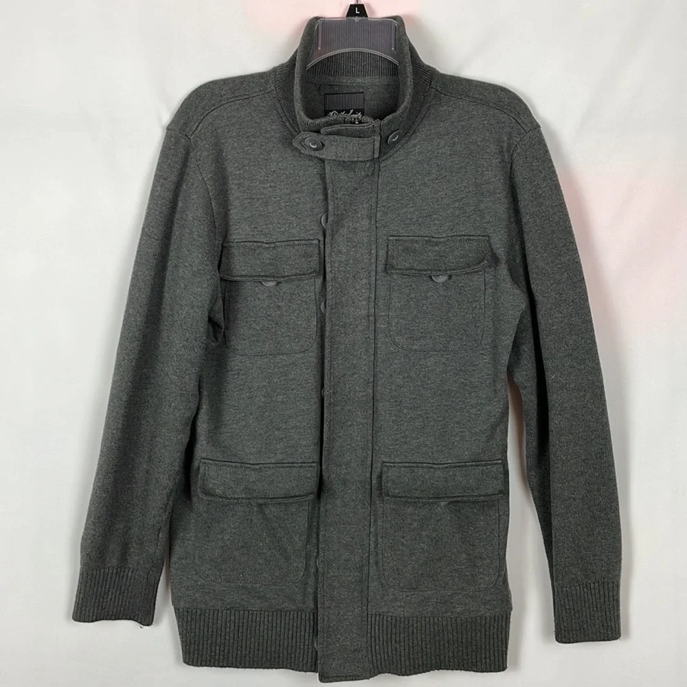 Civil Society We the People Charcoal Sweater w/Zipper and Buttons w/Loop -Medium